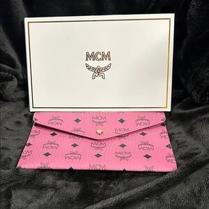 MCM Vibrant Pink Logo Clutch